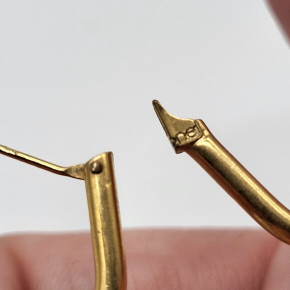 VTG Monet Star Gold Tone Hoop Earrings 2" - Picture 3 of 9